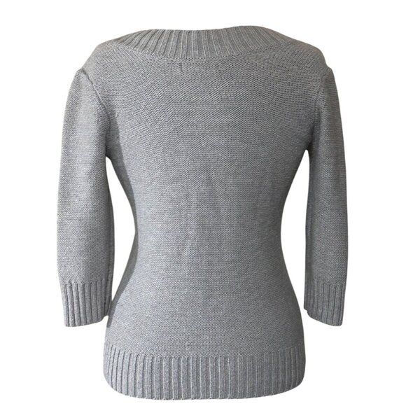Women's Express Brand Light Gray Knit Pullover Sweater Acrylic Wool Blend Size M - Picture 2 of 13